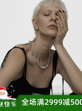 Crazy rhythmm彩色蓝色珍珠原创设计小众欧美白色圆形项链锁骨链