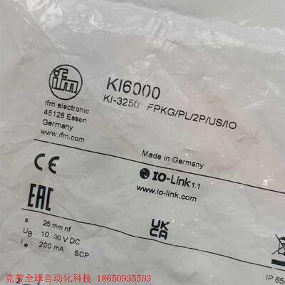 易福门传感器KI6000   KⅠ-3250NFPKG/PⅠ