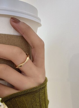 复古港风麻花扭曲食指戒指女时尚