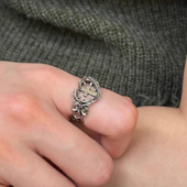 Komeiku 男女潮酷开口戒指 小众暗黑朋克哥特 恶魔角 爱心十字架