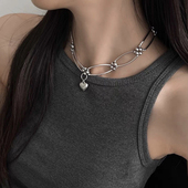 冷淡风百搭金属爱心项链女夏ins气质锁骨链小众设计高级感脖颈链