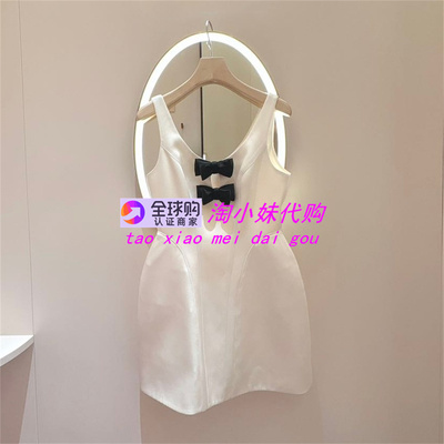 JR2026春季V领拼接蝴蝶结连衣裙