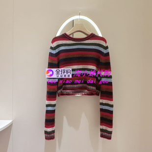 2025秋季 针织衫 新款 短款 女上衣XRJ4M33B 彩色条纹长袖 JR专柜正品