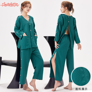 纯棉高档艾灸服前后开扣