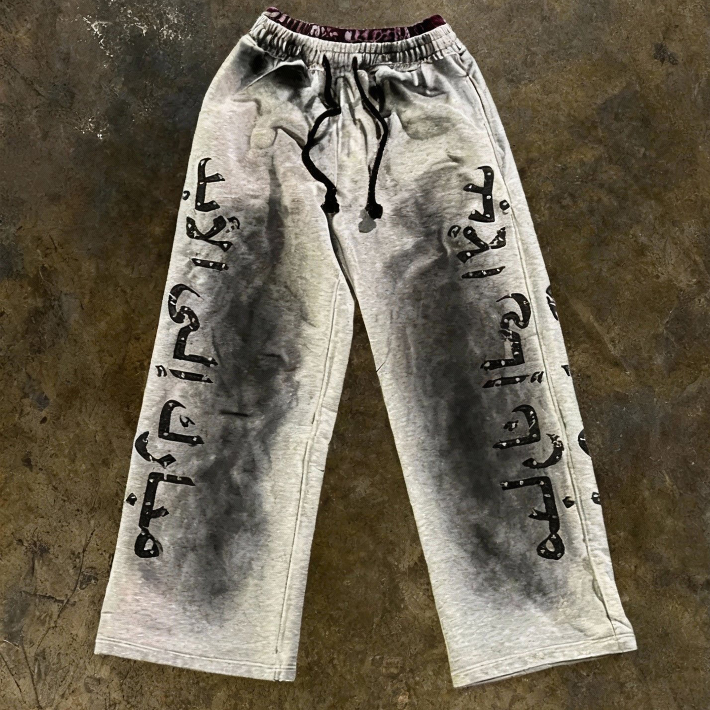 y2k hoodie~街头休闲风字母印花阔腿裤女宽松松紧腰长裤百搭女裤