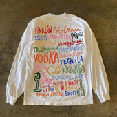 90s90s90s 百搭T上衣 故事oversize字母长袖 300克重磅纯棉 酒