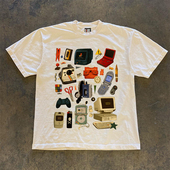 重磅不透 2025春夏新款 宽松潮男女情侣款 90s90s90s 设计感短袖 T恤