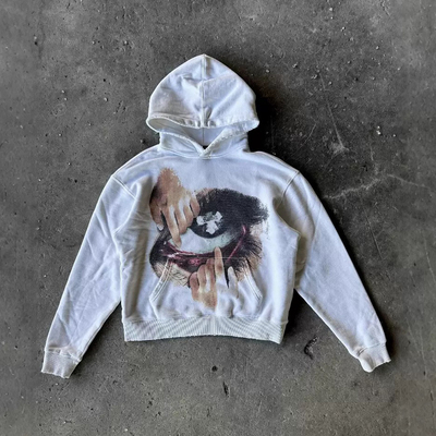 y2k hoodie美式高街风印花连帽卫衣男女宽松街头穿搭长袖上衣白色
