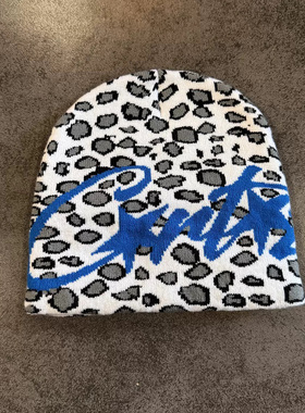 y2k hoodie~美式豹纹字母毛线帽男女冬季街头保暖针织帽情侣冷帽