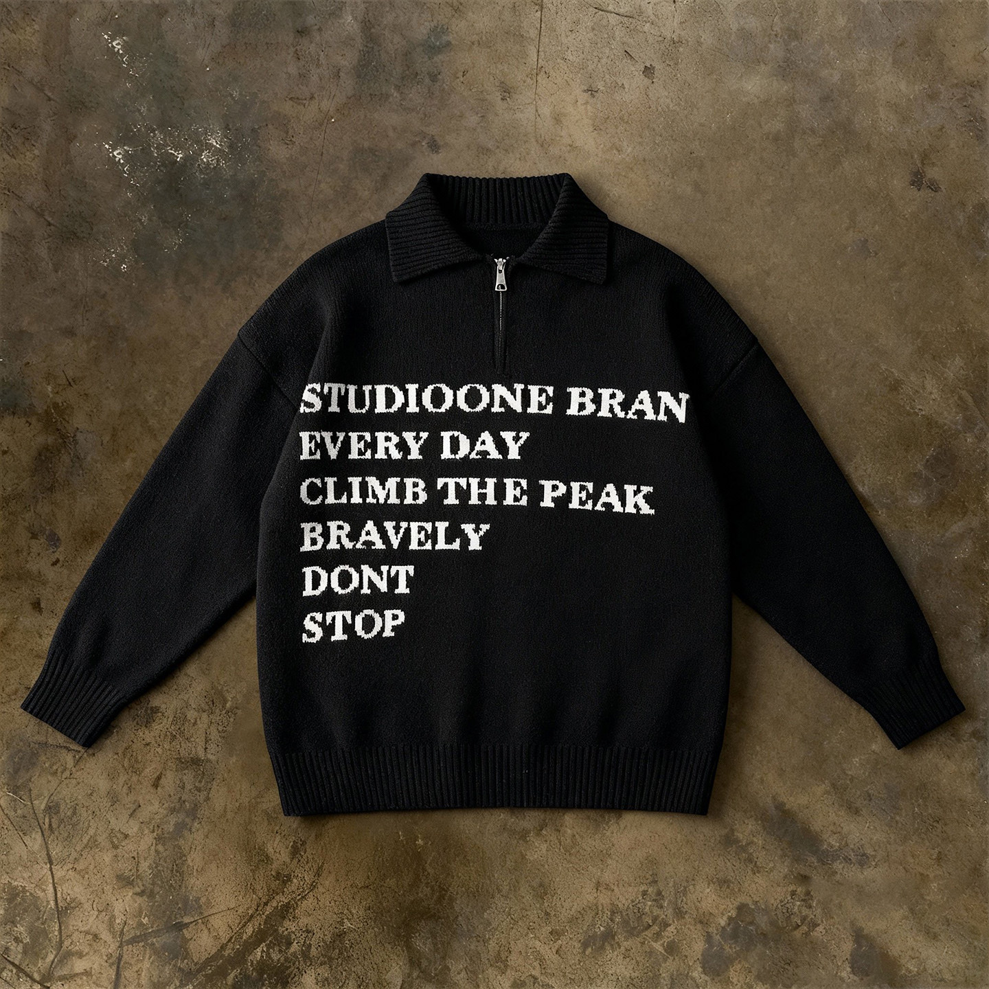 y2k hoodie~美式复古小众半拉链POLO领字母毛衣男女情侣款针织衫