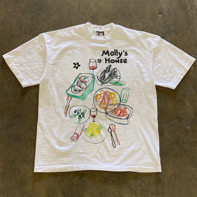 生活感童趣风~Molly'sHouse短袖oversize 纯棉男女个性潮牌半袖夏