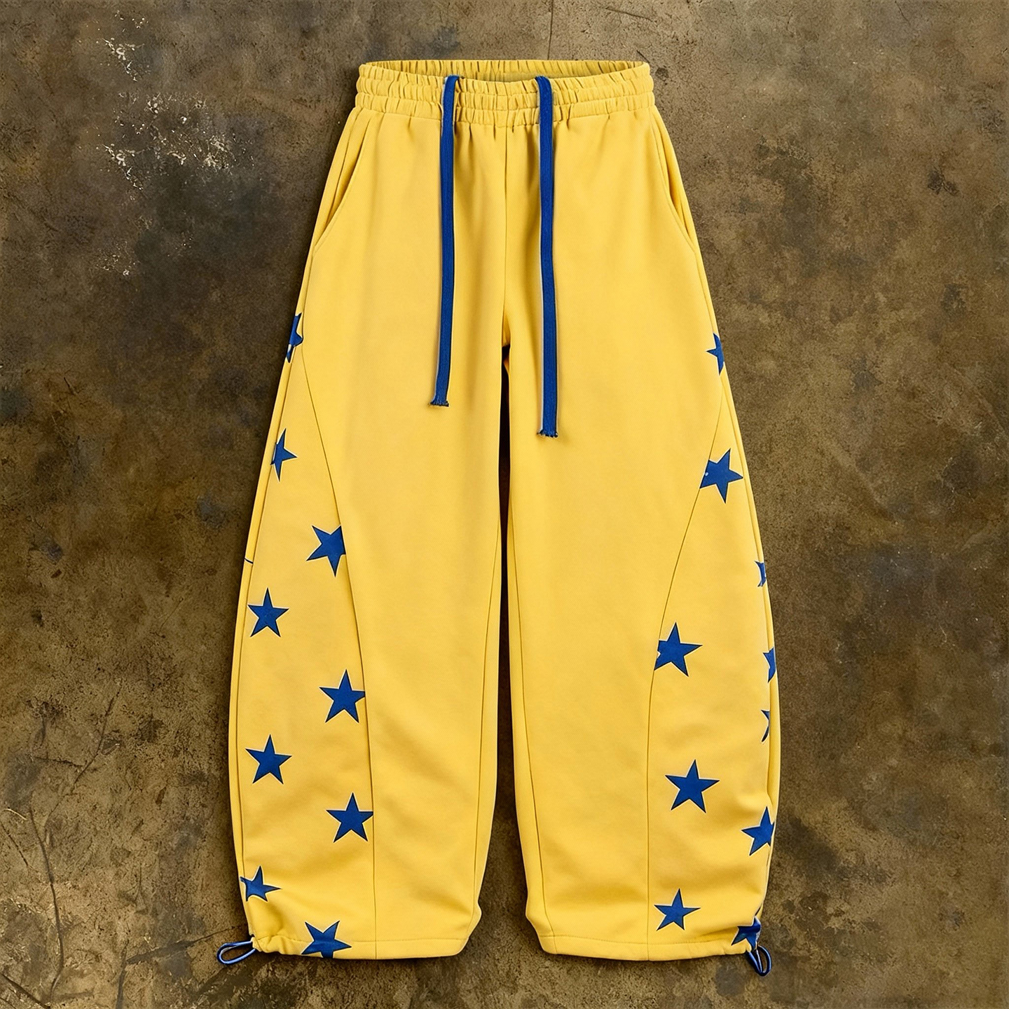 y2k hoodie美式复古星星印花弯刀卫裤女宽松阔腿休闲裤街舞嘻哈风