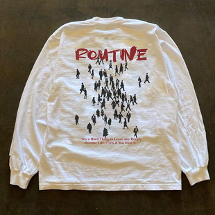 单调生活小众潮牌街头oversize长袖 90s90s90s 300克重磅纯棉