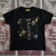 90s90s90s美式 T恤女 百搭小众宽松圆领情侣短袖 复古重磅 骨骼花朵
