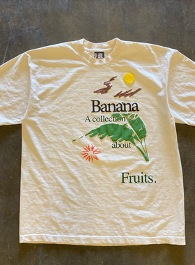 Banana Acollection about Fruits太阳香蕉水印花短袖T恤百搭上衣