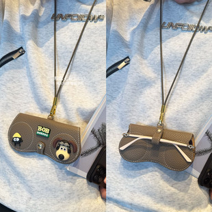 可爱飞行狗眼镜包便携墨镜收纳袋可挂包挂脖近视眼镜盒防压保护套