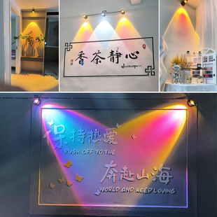 明装射灯日落氛围网红夕阳灯客厅背景彩色酒吧壁画聚光灯充电壁灯