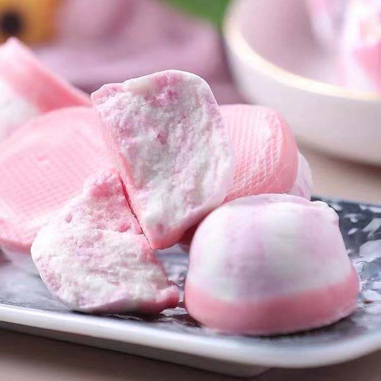 俄宝多草莓味酸奶糖果草莓布丁棉花糖500克休闲零食喜糖年货