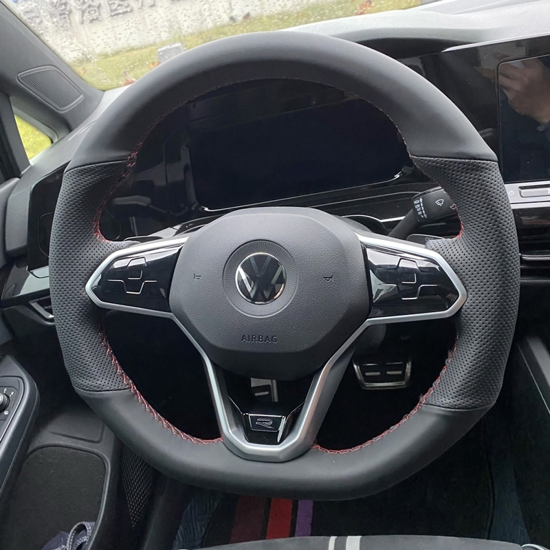 大众高尔夫8Rline途昂X新帕萨特CC凌度途观L迈腾专用手缝方向盘套