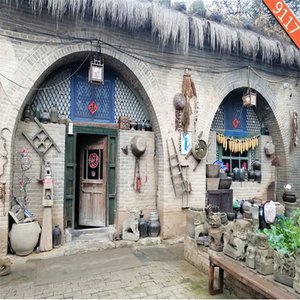 农民乡村土砖破旧房屋网红背景布