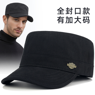 高端品牌帽子男士秋冬季大头围平顶帽男中老年全封口休闲鸭舌帽冬