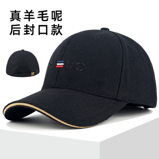 羊毛呢帽子男士2025新款冬季后封口棒球帽男款保暖大头围鸭舌帽冬