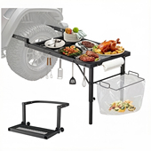 多功能户外可调节露营桌便携式 折叠桌300斤承重金属桌轮胎踏步桌