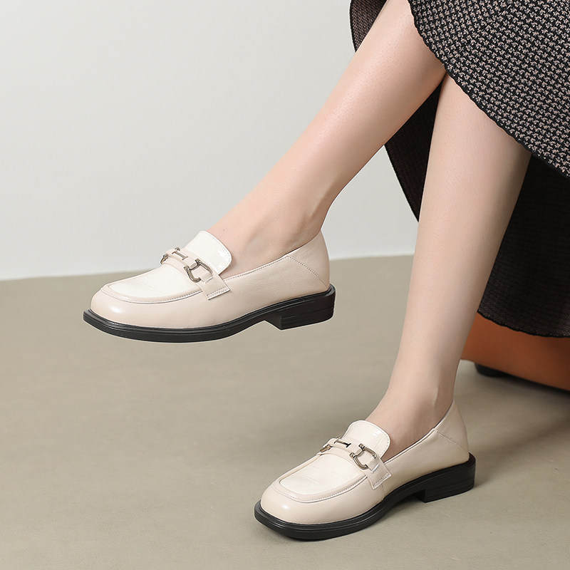 真皮平底圆头乐福鞋女单鞋2025新款春秋软皮软底一脚蹬小皮鞋大码,女鞋,乐福鞋（豆豆鞋）,淘宝优惠券,粉丝福利购,淘宝优惠卷