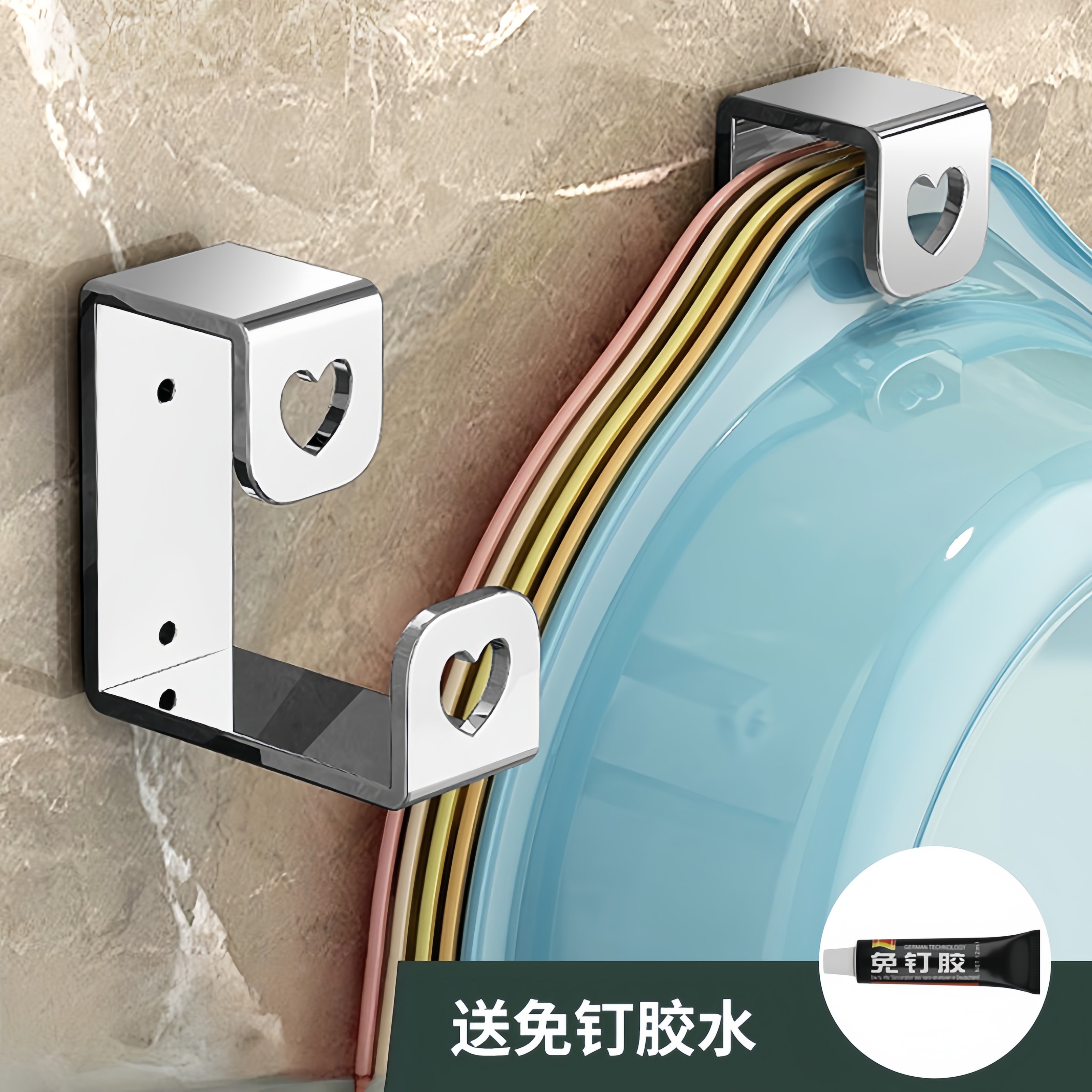 免打孔不锈钢洗脸盆收纳架卫生间放盆子壁挂钩浴盆粘钩挂架挂盆架,收纳整理,挂钩/粘钩,淘宝优惠券,粉丝福利购,淘宝优惠卷