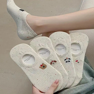 点子纱袜子女船袜夏季薄款不掉跟