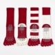 鸿运袜五趾款 专业瑜伽袜百搭普拉提新年红袜防滑健身跑步棉中筒袜