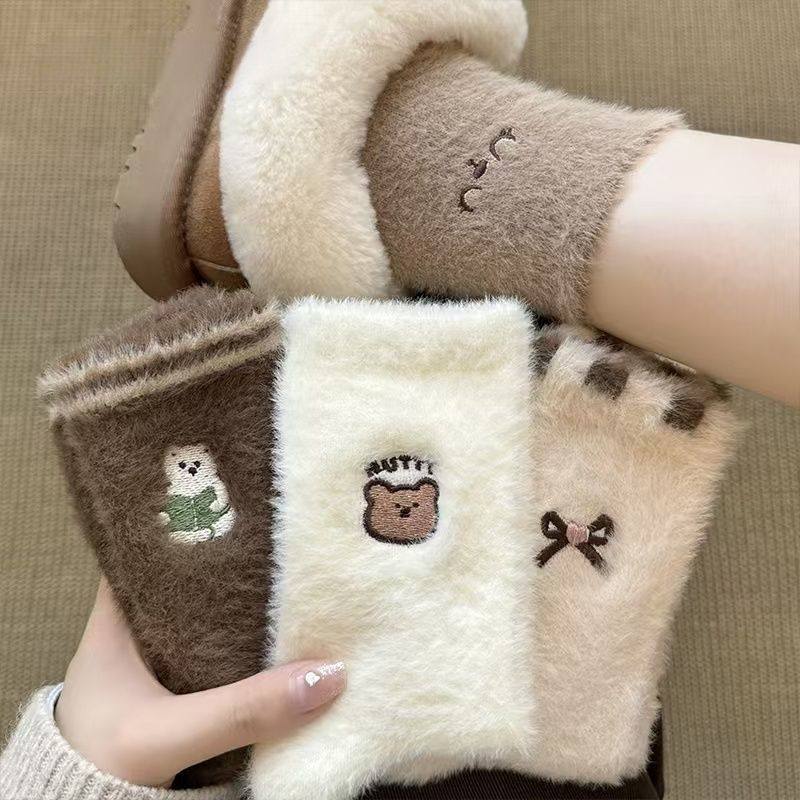 可爱毛绒袜子女中筒袜秋冬款保暖加绒加厚提花睡眠地板长袜冬天,女士内衣/男士内衣/家居服,中筒袜,淘宝优惠券,粉丝福利购,淘宝优惠卷