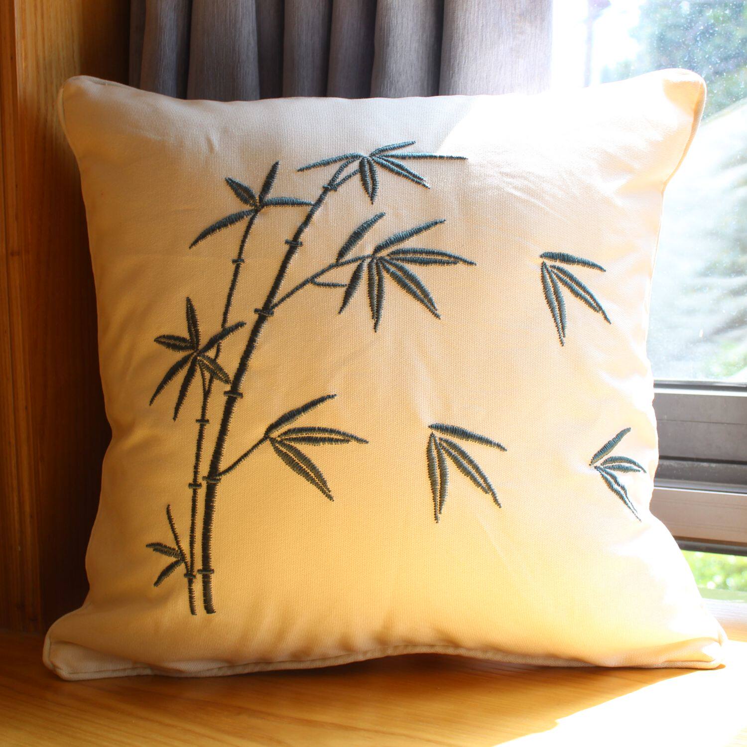 美式田园风刺绣花抱枕套样板房客厅沙发靠垫外皮车内花朵方形腰枕