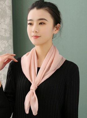 100%桑蚕丝真丝小方巾丝巾女秋冬季薄款颈巾高级感围巾妈妈短围脖