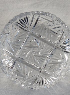 西洋古董收藏花瓶 法国手工制作水晶小碟子 欧式家居装饰食盘摆件