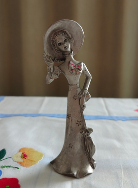 西洋收藏品 个人艺术家手工雕刻锡制人偶  复古金属装饰摆件