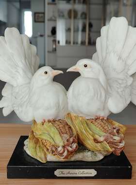 手工雕刻鸽子雕塑欧式复古摆件