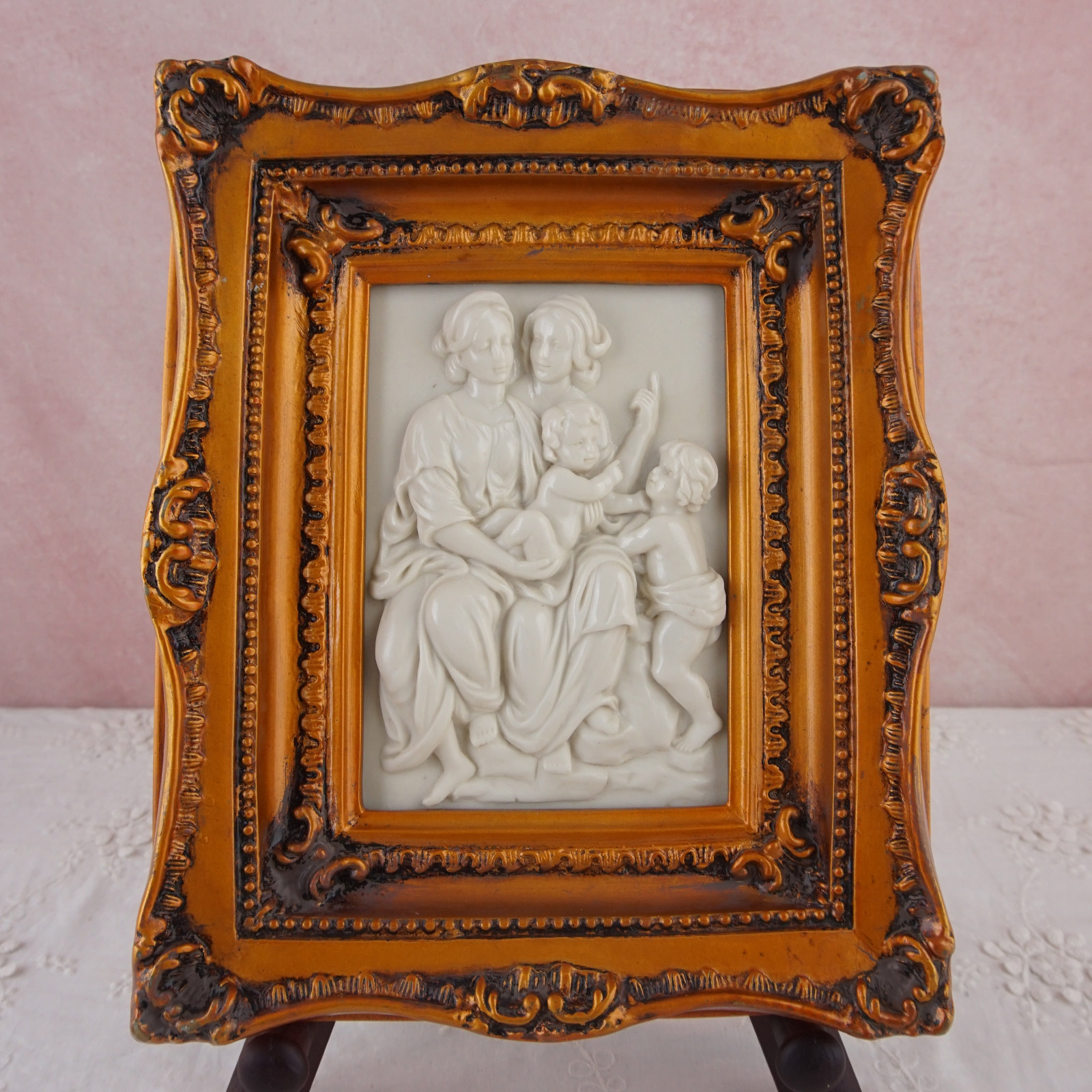 西洋收藏品 意大利手工制作立体人物画 欧式家居装饰雕刻挂画摆件