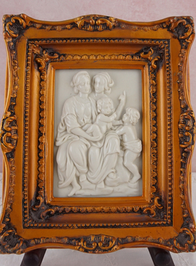 西洋收藏品 意大利手工制作立体人物画 欧式家居装饰雕刻挂画摆件