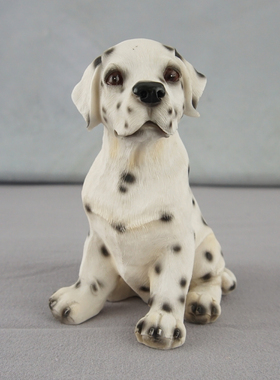 西洋收藏品 意大利手工雕刻斑点狗 欧式复古可爱小狗装饰摆件