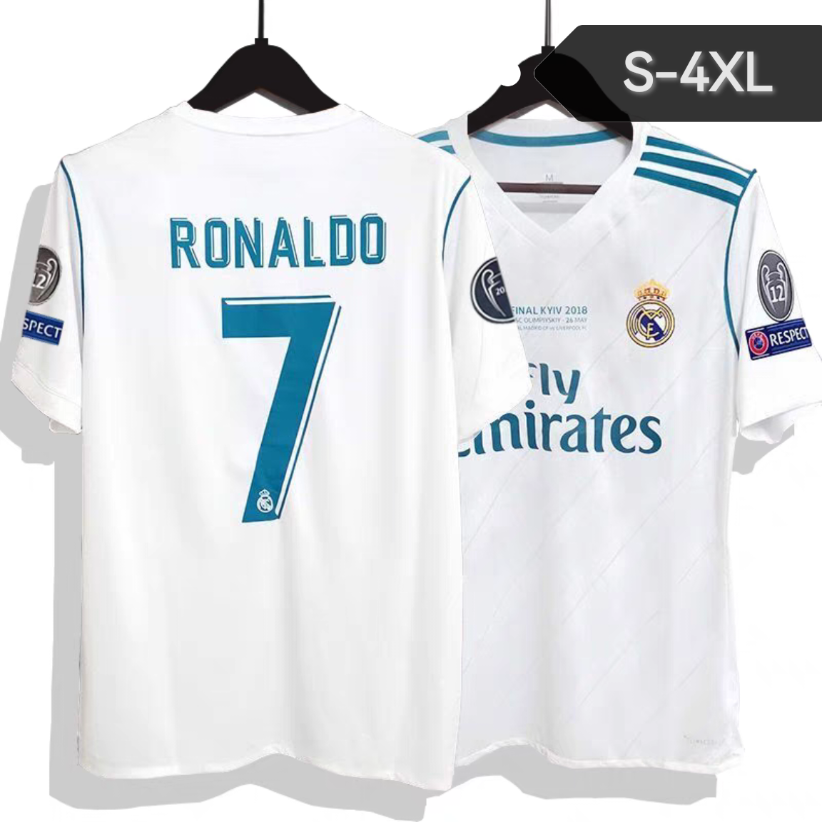 17-18复古球衣皇马足球服7号C罗10号莫德里奇欧冠决赛拉莫斯球衣