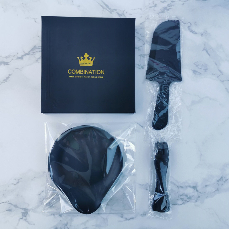 一次性水滴波浪生日甜品台刀叉盘