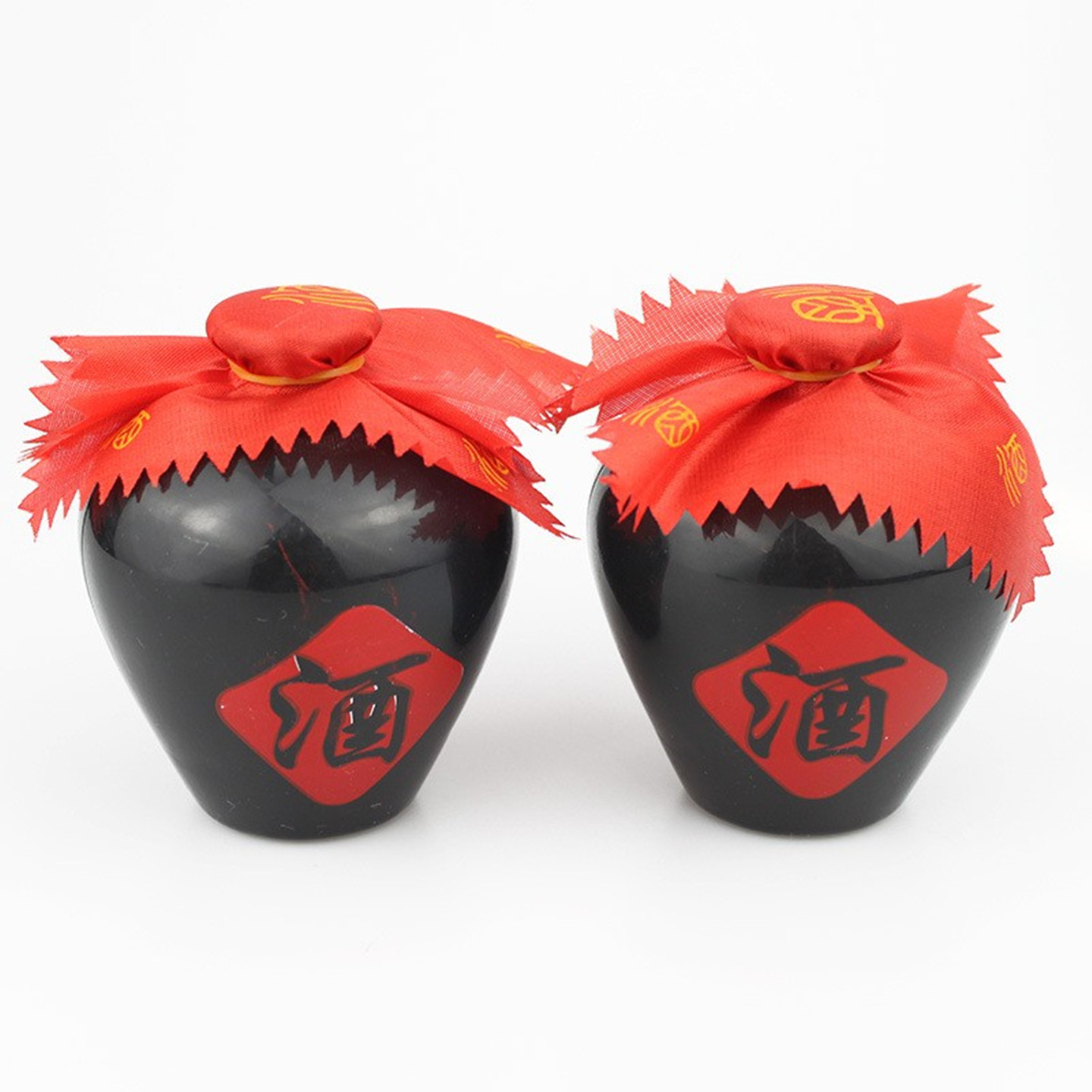 网红酒瓶蛋糕装饰摆件红色中国风老人祝寿白酒坛子父亲节生日公仔