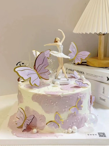 Розовая бабочка для украшения торта, фиолетовый золотой край, имитация бабочки, фантомный шар, фон, день рождения, десертный стол, флаг
