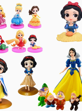 网红白雪公主七个小矮人蛋糕装饰小女孩姑娘儿童周岁生日公仔摆件