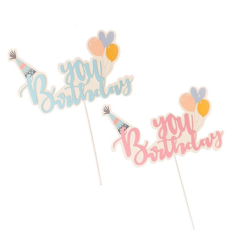 烘培蛋糕装饰happy迷你复古帽子字母生日插牌周岁小气球爱心插旗