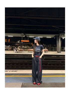 |当红明星裤|复古撞红绳 百搭又洋气的复古牛仔裤 K1774