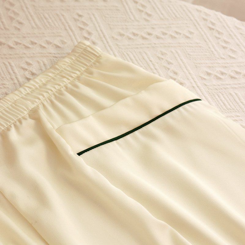 THE MORE SIMPLE THE HIGHER AND RETRO EUROPEAN AND AMERICAN STYLE  PAJAMAS WOMENS SUMMER SILK EMBROIDERY PEAK COLLAR SHORT-SLEEVED SHORTS SET
