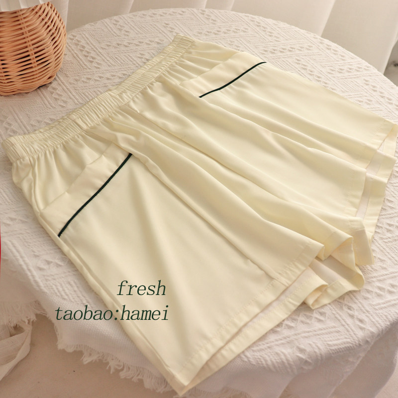 THE MORE SIMPLE THE HIGHER AND RETRO EUROPEAN AND AMERICAN STYLE  PAJAMAS WOMENS SUMMER SILK EMBROIDERY PEAK COLLAR SHORT-SLEEVED SHORTS SET