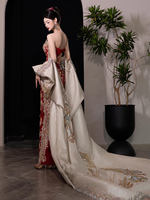 New Chinese-style strapless Xiuhe dress for brides 2026, new fishtail Heavy Industry high-end wedding toasting dress, Dragon and Phoenix jacket for women thumbnail 6